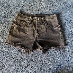 501 Original High Rise Black Cut-Off Denim Shorts Black